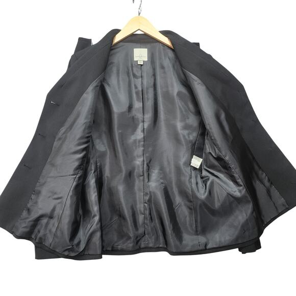 Anne Klein Black Suit Womens 12 Jacket Skirt Set Fully Lined Slits Business Work - Picture 4 of 13